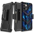 thumbnail image 1 of DALUX Card Holster Kickstand Holster Hybrid Phone Case Cover Compatible with Iphone 15 Pro - 6.1 inch (2023) - Blue Camo Badge, 1 of 3