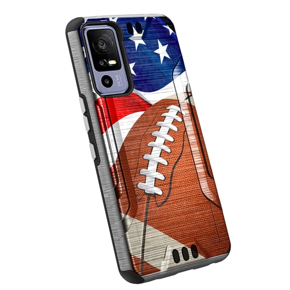 DALUX Combat Slim Hybrid Phone Case Cover Compatible with TCL 40 XE 5G / 40 X / NXTPAPER 5G (2023) - Football US Flag