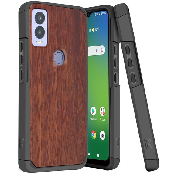 DALUX MetKase Hybrid Slim Phone Case Cover Compatible with Cricket Magic 5G / AT&T Propel 5G (2023) - Mahogany Wood Grain Print