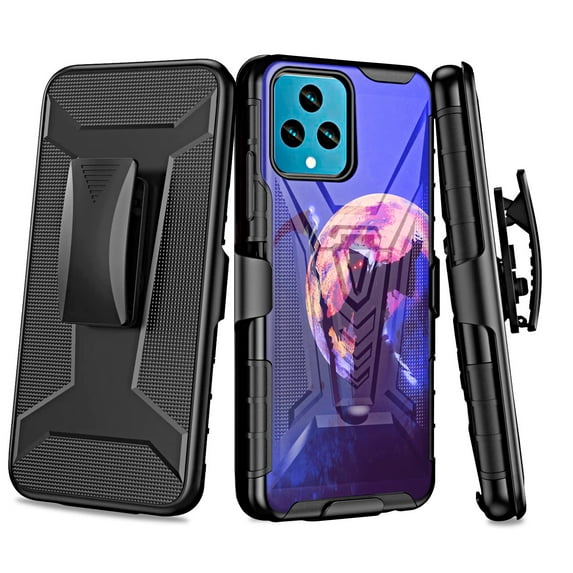 DALUX V Hybrid Kickstand Holster Phone Case Compatible with T-Mobile Revvl 6 5G & Revvl 6X 5G - Moon Reaper