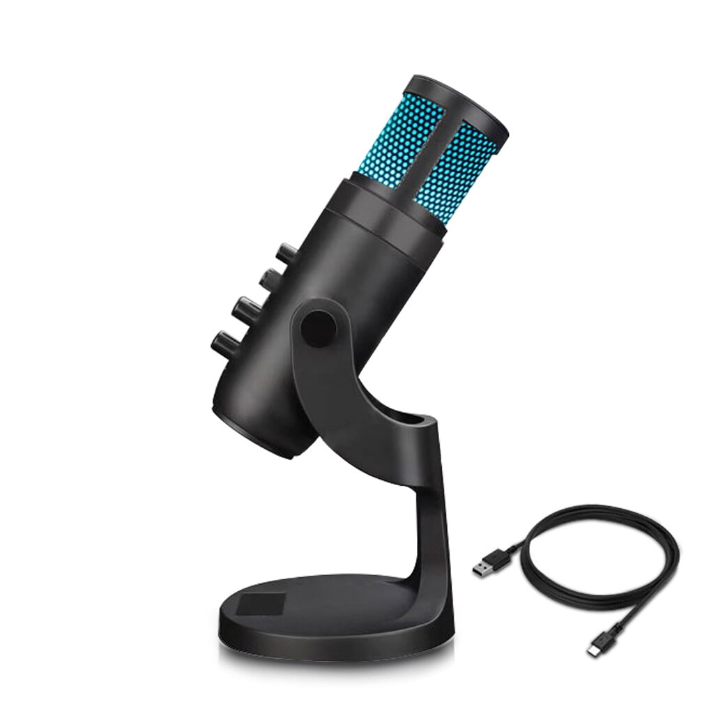 DALX Microphone RGB Dynamic Light Condenser Microphone Type-c Desktop PC Mic  for Vlogging Gaming Streaming