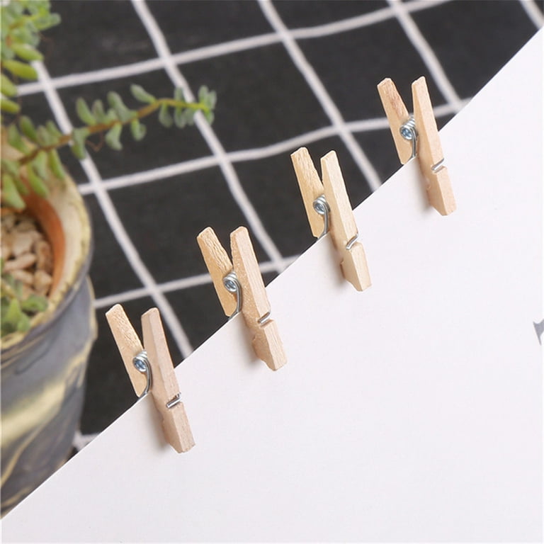 DALX Wood Photo Album Clips DIY Picture Clamps Mini Laundry Clothes Pin  Wall Hanging Peg
