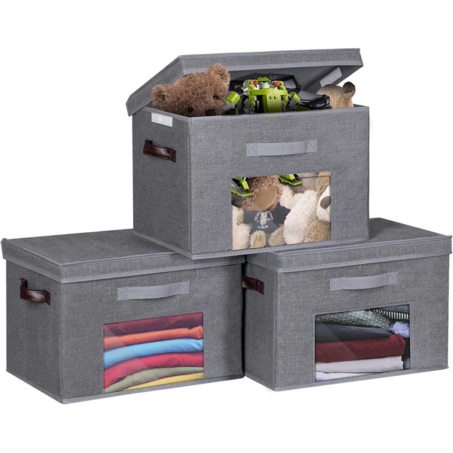 DAMAHOME Large Fabric Storage Bins with Lids, Collapsible Storage Box