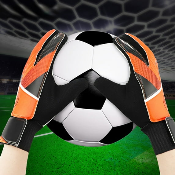 DAMAI 1 Pair Youth Football Gloves,Goal Keeper Gloves with Non Slip Latex and Double Wrist Grips to Give Hand Finger Protection to Prevent Injuries