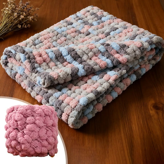 DAMAI 1 Rolls Soft Polyester Ball Knitting Yarn, 100g/Roll Snowball Bean Yarn, Cute Yarn Thread for Weave Blanket, Hats, Mats, Handcraft,Pink