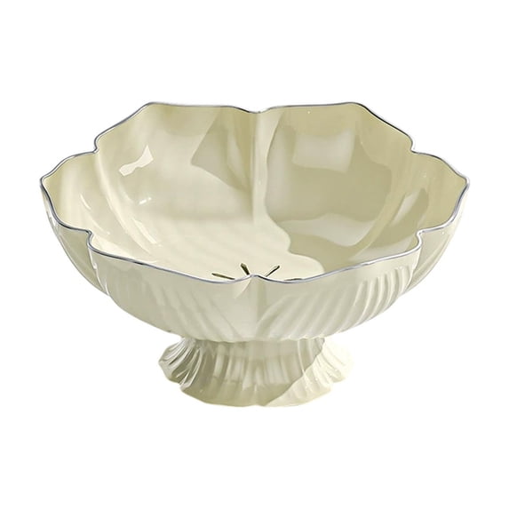 DAMAI 10" Fluted Scalloped Decorative Bowls Moderate Plastic Fruit Bowl for Kitchen Counter, Elegant Wavy Edge Centerpiece Bowls for Home Housewarming Wedding Gift