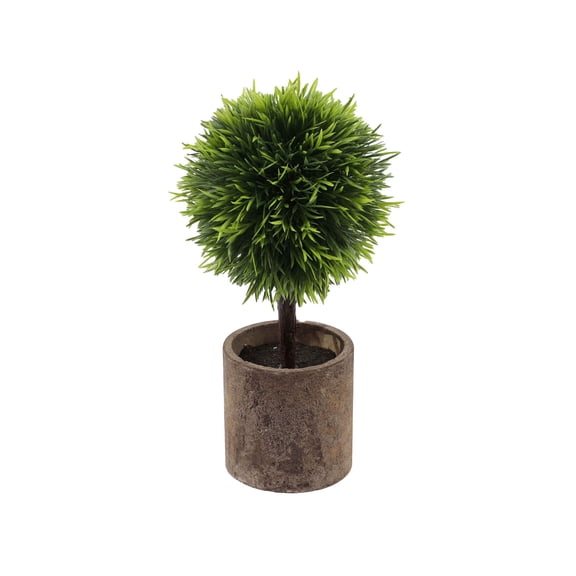 DAMAI 10 Inch Artificial Boxwood Topiary Potted Plant Decoration,Fake Plant Greenery Arrangements in Pot,Lifelike Faux Magnolia Grass Ball Bonsai Ornament,Large Potted Model Porch Party Home Kitchen