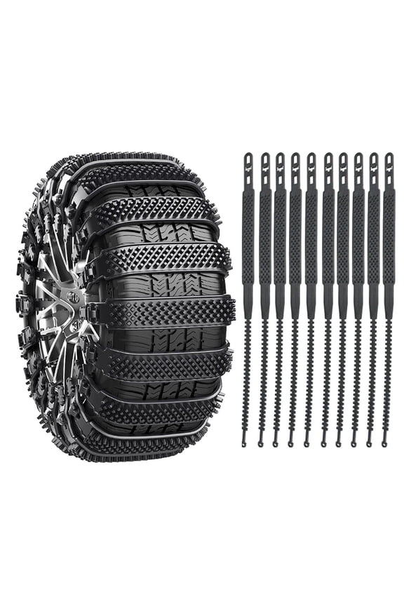 10 Pcs Snow Chains for Car Tires Chains On Wheels Anti Slip SUV Adjustable Universal Chains, Adjustable Plastic Anti-Slip Ties Chain for SUV Cars Pickups, Reusable for Winter Emergency