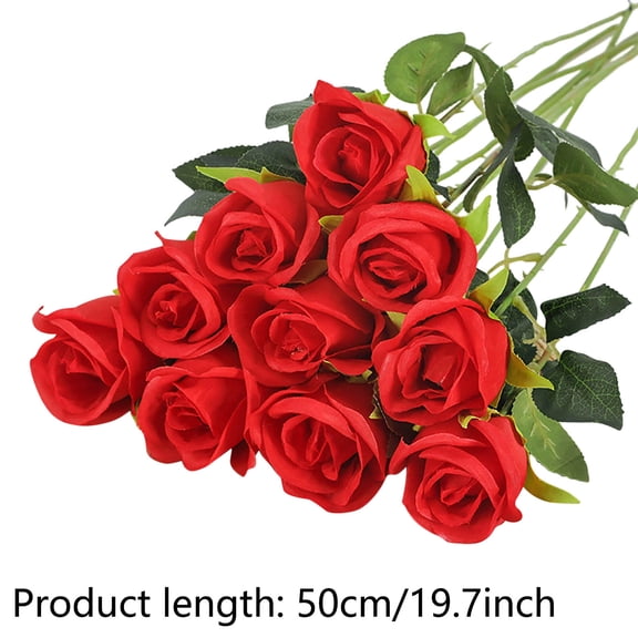DAMAI 10 Piece Artificial Rose Set 16” Real Touch Flowers High Simulation Wedding Anniversary Romantic Gift for Home Wedding Decoration Party