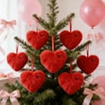thumbnail image 1 of DAMAI 12 Pcs Valentine's Day Plush Heart Ornaments, 4.72 Inch Green Fuzzy Heart Decor with Red Accents, Soft Christmas Tree Hearts for Xmas, Valentine's, Wedding, Party, Home & Outdoor Decoration, 1 of 5