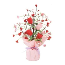 DAMAI 15.7 inch Valentines Day Artificial Berry Tree Table Decoration Heart-Shaped Berry Tulip Bonsai Tulip Romantic Tabletop Decorations Fake Plants Tabletop Centerpiece for Holiday Festival