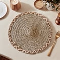 thumbnail image 1 of DAMAI 15 Inch Round Burlap Placemat Natural Jute Woven Boho Decorative Table Place Mat for Home Wedding Farmhouse Christmas New Year Easter Party Decor, 1 of 6