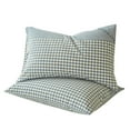 thumbnail image 1 of DAMAI 19"×29" Set of 2 Blue Gingham Pillowcases,Farmhouse Standard Size Pillow,Shams Buffalo Green Plaid Pillowcases,Grid Checkered Gingham Washed Cotton Pillow Covers with Envelope Closure, 1 of 7