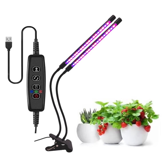 DAMAI 2 Pcs LED Grow Lights for Indoor Plant Full Spectrum Single Head LED Grow Lights with Timer Setting 3/9/12H Auto On&Off Flexible Gooseneck