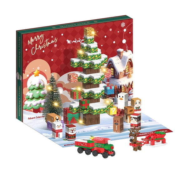 DAMAI 2025 Christmas Advent Calendar Magnetic Building Blocks Set, 24 Days Holiday Countdown Calendar Magnetic Christmas Trees Bricks Building Toys Kit, Building Blocks Toys Calendar