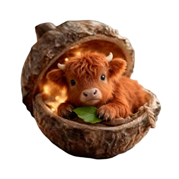 DAMAI 2026 Highland Cow Acorn Ornaments, 2D Acrylic Farm Hibernating Animal Christmas Tree Decorations, Cozy Highland Cattle Rustic Holiday Home Decor for Farmhouse, Xmas Gift Fillers