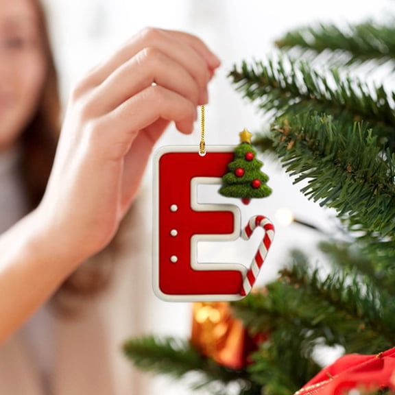 DAMAI 2026 New Initial Christmas Ornaments With Santa Hats And Gift Boxes for Tree Decorations, 26 Letter Decorative Hanging Christmas Alphabet Letters DIY Craft Ornaments for Christmas Tree