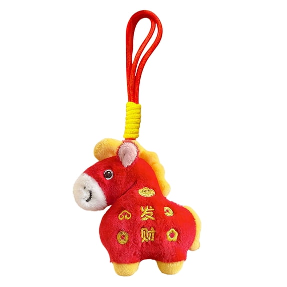 DAMAI 2026 Year of The Horse Chinese New Year Ornaments, portable Plush Zodiacal Horse Keychain Bag Hanging Decoration Ornament for Keys Backpacks Gifts Portable Zodiacal