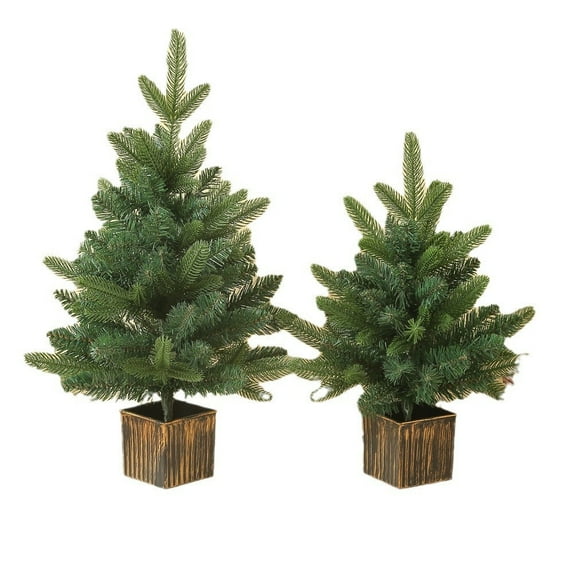 DAMAI 23.6 Inch Norfolk Christmas Pine Tree with Pot - Tabletop Christmas Tree with Real Touch PE Branch Tips for Front Porch Kitchens Home Indoor Outdoor Xmas Decor