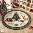 thumbnail image 1 of DAMAI 23.6 inch Christmas Round Area Rug with Tree and Deer Design, Winter Xmas Decorative Kitchen Rugs Non Slip Front Door Rug, Low Pile Soft Round Area Rug for Bathroom Bedside Living Room, 1 of 3
