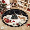 thumbnail image 1 of DAMAI 23.6 inch Christmas Round Area Rug with Tree and Deer Design, Winter Xmas Decorative Kitchen Rugs Non Slip Front Door Rug, Low Pile Soft Round Area Rug for Bathroom Bedside Living Room, 1 of 3