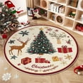thumbnail image 1 of DAMAI 23.6 inch Christmas Round Area Rug with Tree and Deer Design, Winter Xmas Decorative Kitchen Rugs Non Slip Front Door Rug, Low Pile Soft Round Area Rug for Bathroom Bedside Living Room, 1 of 3