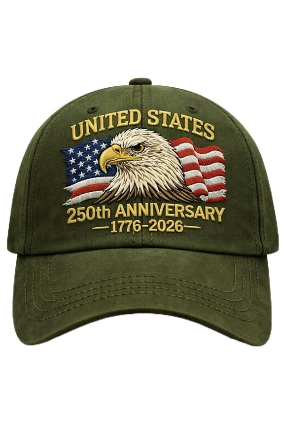 250th Anniversary Hat - Eagle Embroidered with American Flag Baseball Hats, 1776–2026 USA Patriotic Dad Hat for Men Women 250 Year Anniversary Cap