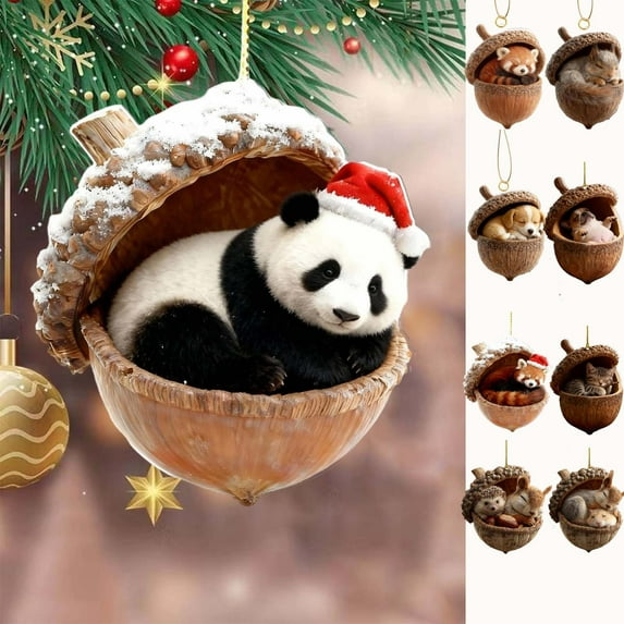 DAMAI 26 Pcs Forest Animal Acorn Ornaments - 2026 New Cozy Forest Christmas Ornaments, Pine Cone Animals Decoration for Christmas Tree, Acrylic Acorns Hanging Ornament Home Party Décor