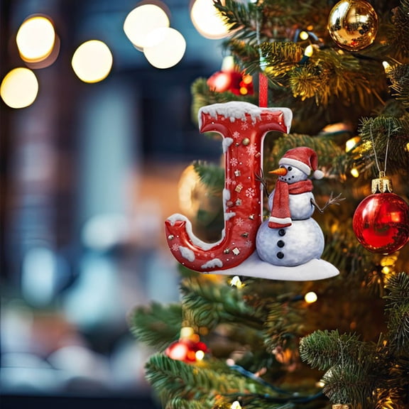 DAMAI 26 Pcs Initial Letter Ornaments for Christmas Tree, Xmas A to Z Alphabet Letter Hanging Decorations, Letter Personalized Christmas Indoor for Christmas Tree Pendant Hanging Decorations (J)