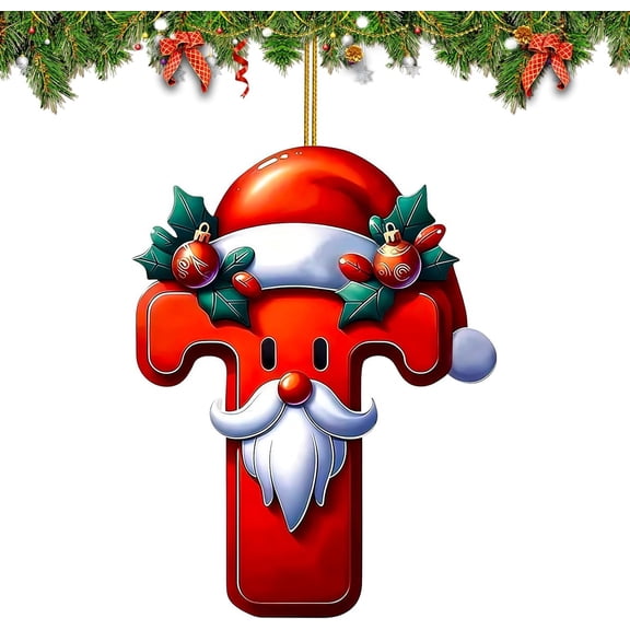 DAMAI 26 Pcs White-Bearded Gnomes Alphabet Ornaments for Christmas Tree Red Initial Letter Hanging Pendant with Red Hat Mini Monogram Hanging Decorations for Christmas Tree Party Gifts DIY Decor