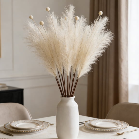 DAMAI 28 Inch Faux Pampas Grass, Boho Style Artificial Tall Fluffy Stems Artificial Vase Filler for Wedding Flower Party Vase Arrangement Centerpieces
