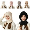 thumbnail image 1 of DAMAI 3 in 1 Beanie Hat with Scarf and Mask, Ladies Fall Winter Outdoor Fleece Lined Warm Knitted Balaclava Hats, Winter Balaclava Women's Windproof Hat, 1 of 8