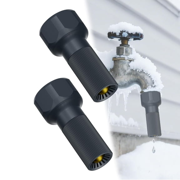 DAMAI 3/4-Inch Thread Faucet Freeze Protection Valve Set of 2, Freeze Proof Faucet Cover for Outdoors, Winter Frost Proof Auto Temperature Control for Garden, Lawn & Yard Spigot, Black