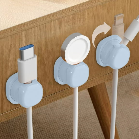 DAMAI 3 Pcs Charging Cable Magnetic Cable Organizer Storage Holder, Management Clips with Adhesive Phone USB Charging Cable Straps Holder, 2025 New Cord Organizer Magnetic Cable (Blue)