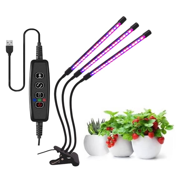 DAMAI 3 Pcs LED Grow Lights for Indoor Plant Full Spectrum Single Head LED Grow Lights with Timer Setting 3/9/12H Auto On&Off Flexible Gooseneck