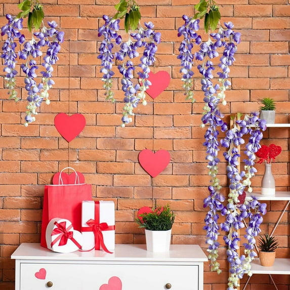 DAMAI 3 Strands Silk Blue Wisteria Artificial Flowers, 21.6 Inch Silk Flowers, Fake Wisteria Floral Hanging Plant Garlandfor Wall, Home, Garden, Wedding Decor