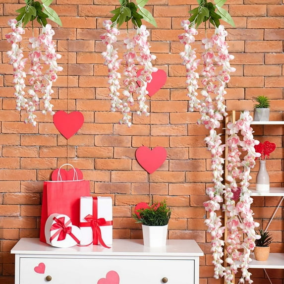 DAMAI 3 Strands Silk Blue Wisteria Artificial Flowers, 21.6 Inch Silk Flowers, Fake Wisteria Floral Hanging Plant Garlandfor Wall, Home, Garden, Wedding Decor