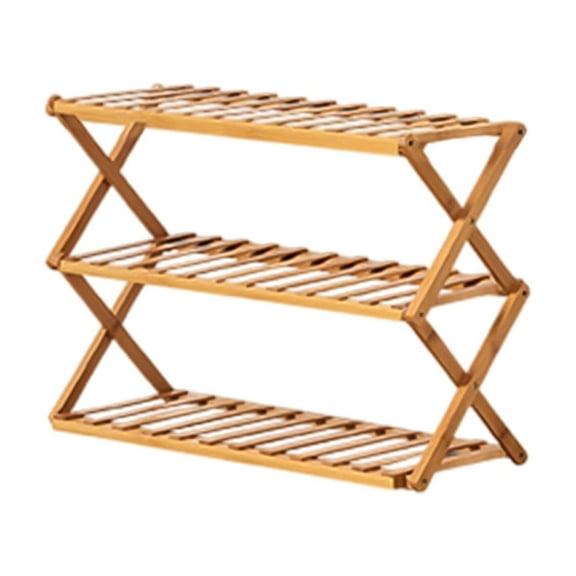 DAMAI 3 Tier Bamboo Shoe Rack,Portable Folding Multifunctional Free Standing Shoe Shelf Storage Shoe Storage Rack,Without Installation Small Shoe Rack Perfect for Corridors,Bedrooms and Small Spaces