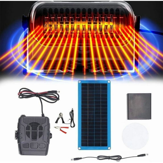 DAMAI 30W Solar heater for chicken coop, Portable Car Solar Powered Heater, Solar Heater Drying Heating Pet House Warm Wind Solar Panel Heater Set for RV Outdoor Heating Charges