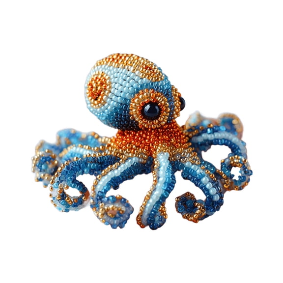 DAMAI 3D Beaded Ocean Animals Kit, Octopus Bead Starter Embroidery Kit, Easy DIY Underwater Creature Beaded Craft Set for Beginners & Craft Enthusiasts (Octopus)