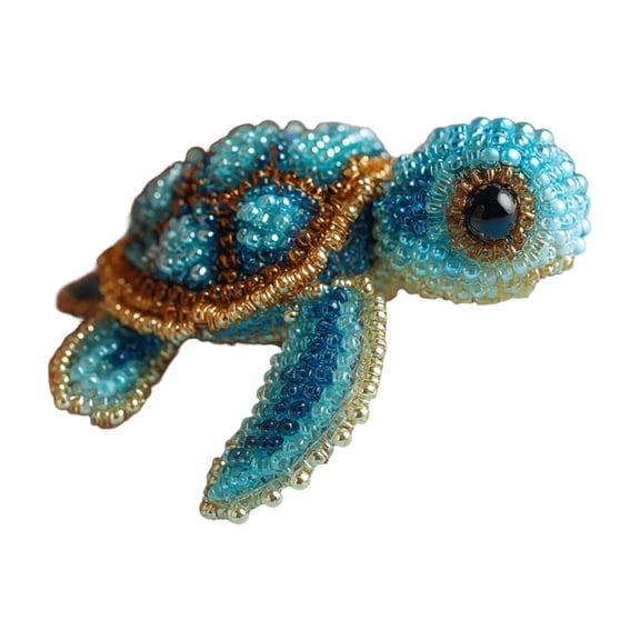DAMAI 3D Beaded Ocean Animals Kit, Sea Turtle Bead Starter Embroidery Kit, Easy DIY Underwater Creature Beaded Craft Set for Beginners & Craft Enthusiasts (Sea Turtle)
