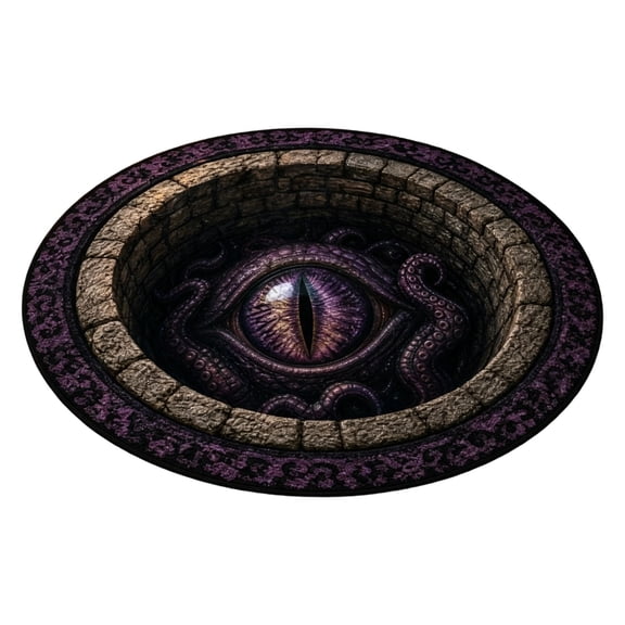 DAMAI 3D Optical Illusion Halloween Rug, Dragon Eye Cave Round Floor Mat, Washable Carpet For Living Room Bedroom Entryway Fall‑Harvest Indoor Home Party Decor