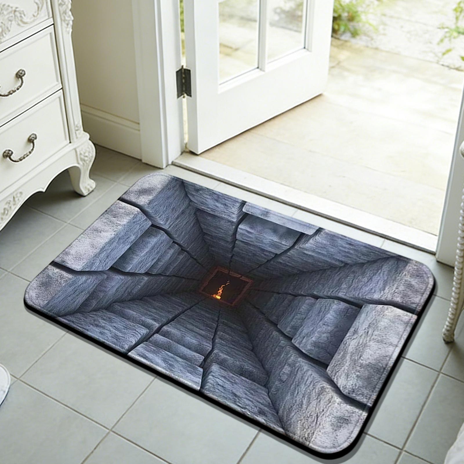 Visual Effects Rugs DAMAI 3D Optical Illusion Rug - Realistic Trap Visual Effect Carpet ...