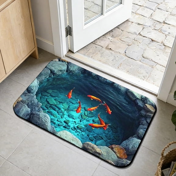 DAMAI 3D Optical Illusion Rug - Realistic Trap Visual Effect Carpet, Optical Illusion Rug Hole, 3D Carpets Optical Illusion Floor Rugs, for Bedroom, Living Room, Porch, Terrace, 15.7x23.6"