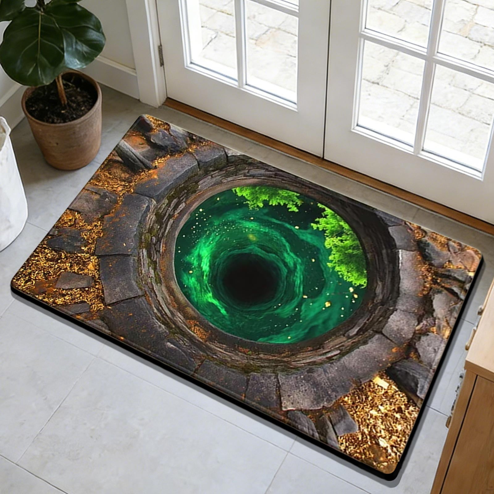 DAMAI 3D Optical Illusion Rug - Realistic Trap Visual Effect Carpet ...