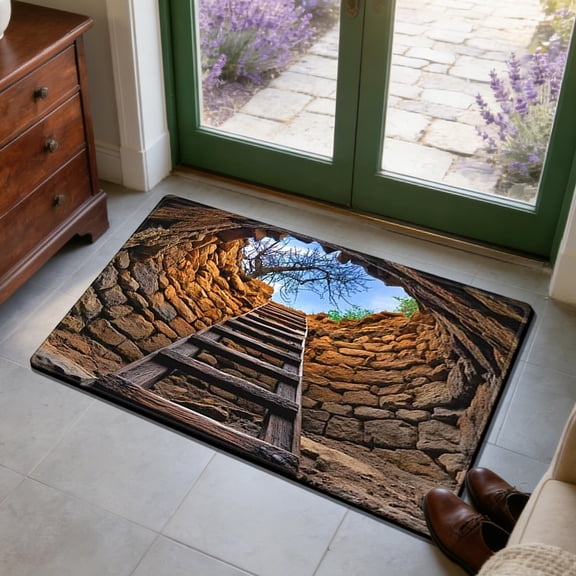 DAMAI 3D Optical Illusion Rug - Realistic Trap Visual Effect Carpet, Optical Illusion Rug Hole, 3D Carpets Optical Illusion Floor Rugs, for Bedroom, Living Room, Porch, Terrace, 15.7x23.6"