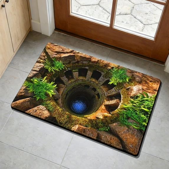 DAMAI 3D Optical Illusion Rug - Realistic Trap Visual Effect Carpet, Optical Illusion Rug Hole, 3D Carpets Optical Illusion Floor Rugs, for Bedroom, Living Room, Porch, Terrace, 15.7x23.6"