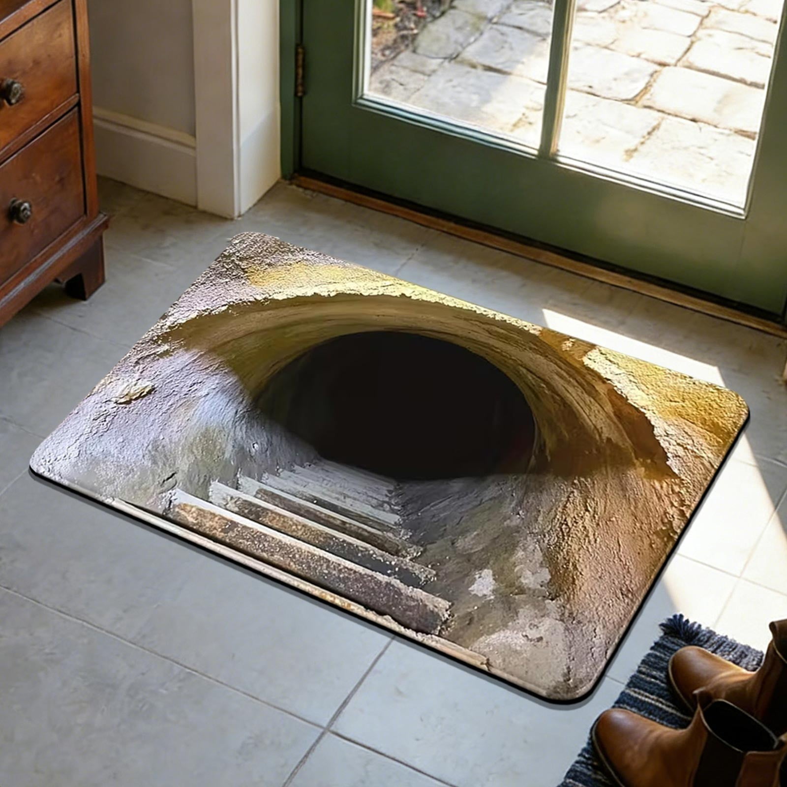 DAMAI 3D Optical Illusion Rug - Realistic Trap Visual Effect Carpet ...