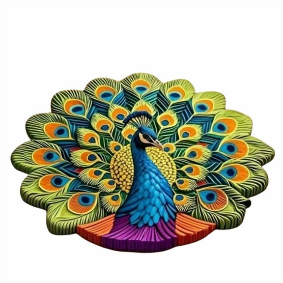 DAMAI 3D Peacock Vision Area Rug, Shaped Crystal Velvet Carpet for Bedroom, Living Room & Closet,Quick-Drying and Highly Absorbent Peacocks Pattern for Entryway Shower Bathroom Door Entryway