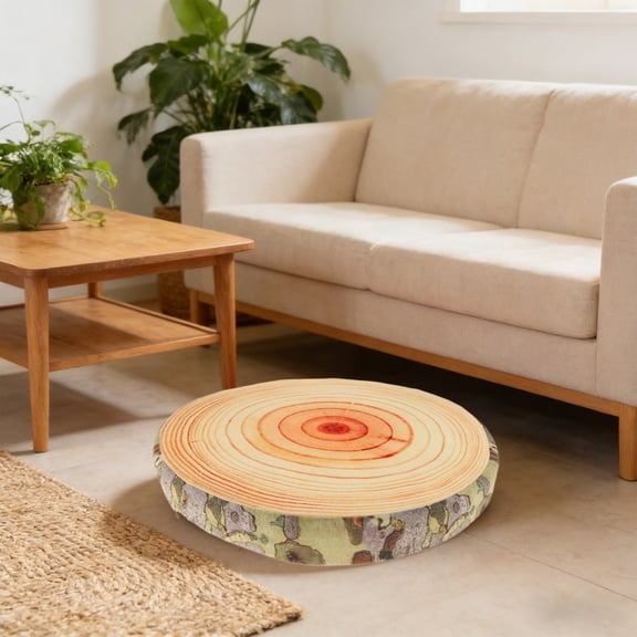 DAMAI 3D Tree Wood Slice Memory Foam Soft Throw Cushion, Unique Simulation Stump Plush Throw Pillow Creative Cushion for Home Office and Nap Use Guests and Spaces